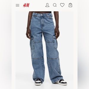 Sold Out H&M Denim Blue Denim Cargo Pants sz 4